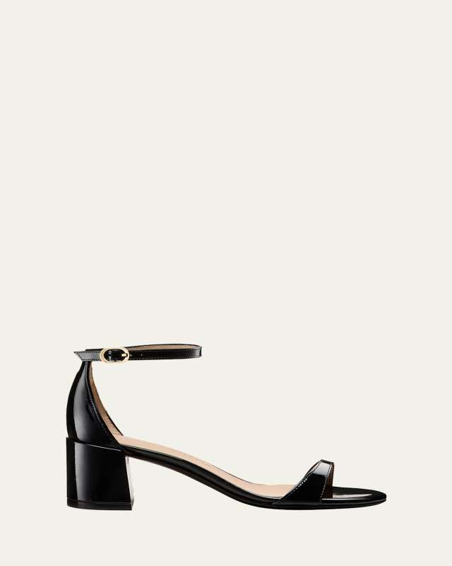 Nudist Patent Ankle-Wrap Low Sandals